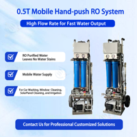 Système de purification d'eau mobile portable 500L/H par osmose inverse, machine à osmose inverse à poussée manuelle pour le nettoyage extérieur et les situations d'urgence