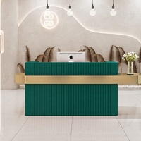 Magnifique comptoir de réception d'angle rose et or pour clinique, spa, salon de beauté, couleur personnalisable, petit bureau d'accueil