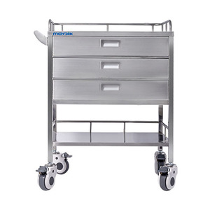 अस्पताल चिकित्सा मोबाइल स्टेनलेस स्टील ड्रेसिंग और चिकित्सा वितरण ट्रॉली गाड़ी 3 दराज के साथ - Product Image 1