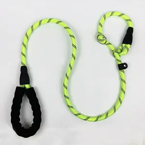 Tali anjing logo kustom Harga murah set tali leher latihan hewan peliharaan slip timah tali anjing tugas berat gagang empuk