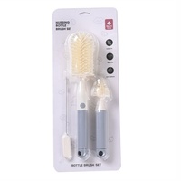 Ensemble de brosses en silicone pour biberons sous emballage blister, rotation à 360 degrés, brosse pour sucettes et pailles, brosse de nettoyage pour biberons