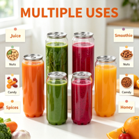 Boîte à boisson transparente en PET de qualité alimentaire 250ml 330ml 400ml 650ml avec couvercle en aluminium pour jus, café, lait, thé, boutique