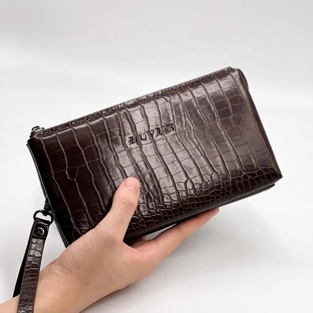 Hot Selling 2022 Purses And Handbags New Design Clutch Bag For Men crocodile PU Leather Clutch Bag With Zipper