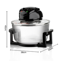 Friteuse à air ACKILISS ACL-5302 12L 3500W avec bol en verre, chauffage circulaire à 360 degrés, cuisson faible en gras, minuteur 60 minutes pour les repas de poulet à la maison