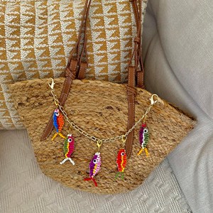 <strong>2025</strong> New Purse Keychain Colorful Bead Fish Shape Chain Keychain Pendant Bag Accessories Pony Friendship Bag <strong>Charm</strong> Keychain - Product Image 3