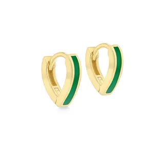 Ouj耳环拥抱高品质18k镀金心形珐琅迷你耳环彩色珠宝简单女性耳环