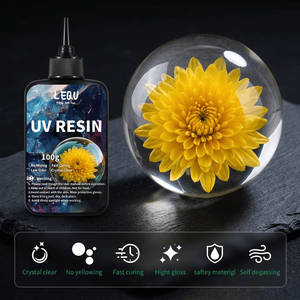 LEQU Happy And Fun 100g Beginner Friendly UV Resin Glue, <b>Clear</b> Strong Bond Fast Curing Adhesive for Small Jewelry Crafts - Product Image 4
