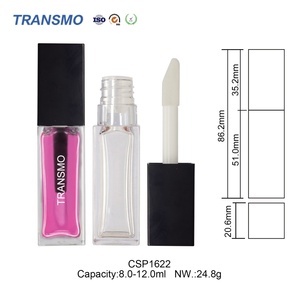 Tubes de gloss à lèvres transparents en plastique carré de marque privée, 8-12 ml, 10 ml avec applicateurs, tubes de gloss à lèvres vides, tubes de rouge à lèvres liquide carrés - Product Image 2