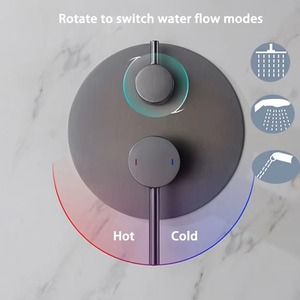 Ensemble de douche mural dissimulé en laiton contemporain de 8, 10, 12, 16 pouces avec mitigeur et pommeau de pluie pour hôtels - Product Image 2