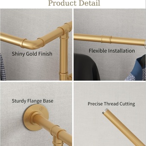 <span class=keywords><strong>Perchero</strong></span> <span class=keywords><strong>Industrial</strong></span> Resistente con 5 Barras para Colgar, <span class=keywords><strong>Perchero</strong></span> Metálico de Pared para Almacenamiento en Armarios, Tiendas de Ropa y Hogar, Modelo Y-06 - Product Image 3