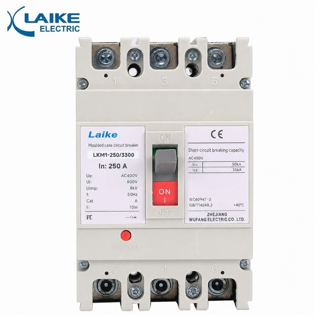 LKM1-250A/4P 400V 35kA Thermal-Magnetic MCCB Circuit Breaker Compatible with 50/60Hz Power Systems for Global Use