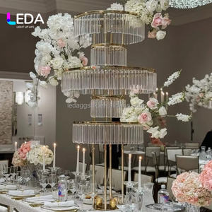 Soporte de Flores de Metal Acrílico Clásico de Alta Calidad LEDA para Decoración de Centro de Mesa de Boda - Product Image 1