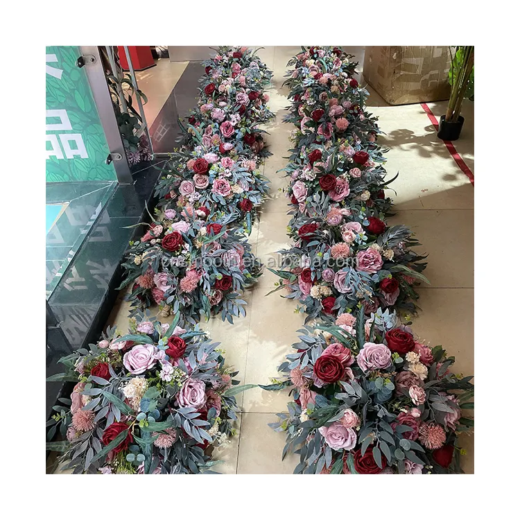 맞춤형 인공 보라색 장미 꽃꽂이 큰 인공 꽃 공 중심