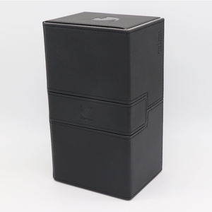 Nieuwe Textuur 200 + Kaartspel Deck Box Premium Pu Lederen Zwart Twin Flip Tray Vierkant Opvouwbaar Ontwerp - Product Image 6