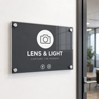 Panneau en plexiglas personnalisé avec votre logo, slogan, icônes sociales, plaque acrylique haute brillance, montage mural pour salon