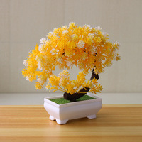 Décoration de jardin en plastique, bonsaï artificiel, arbre simulé et fleurs en pot pour les décorations de table de Noël et de Pâques