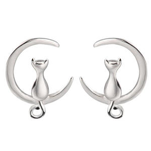 Boucles d'oreilles en or blanc E3708 pour femmes, bijoux mignons à la mode, cadeau - Product Image 1