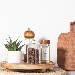 <b>Wooden</b> <b>Round</b> Tray Cosmetic Storage Decorative Tray For Bathroom Desktop Plant Pattern - Product Image 3