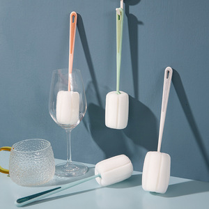 Cup Cleaning Brush Long <b>Handle</b> <b>Sponge</b> For Water Cups Baby Bottles Tea Stain Removal - Product Image 2