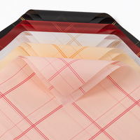 Papier d'emballage OPP imperméable à carreaux dorés en gros, papier à bouquet coréen à grille pour mariage, Saint-Valentin, fleuriste, cadeau DIY