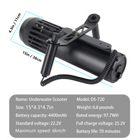Scooter sous-marin, propulseur sous-marin montable sur SUP, kayak, hélice, batterie 97,7 Wh, autonomie 70 minutes, équipement de sports nautiques