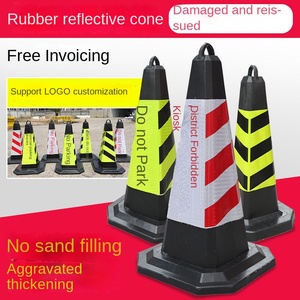 65cm phản quang PVC cao su đường nón an toàn giao thông delineator bài cảnh báo không có bãi đậu xe đống vuông Ice Cream ống thiết kế màu đen - Product Image 3