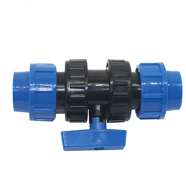 hot sale durable hdpe pp compression fitting double union valve for irrigation system