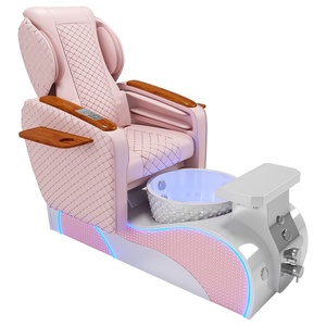Sillón de Pedicura con Mesa de Manicura, Set de Muebles para Salón de Uñas, Estación de Pedicura Spa, Reposabrazos de Madera Rosa, Lavabo con LED - Product Image 6