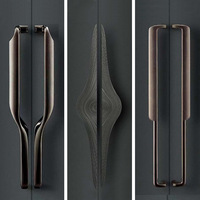 Poignée de porte semi-circulaire en aluminium de style chinois, incrustée de coquillages, luxe léger, quincaillerie en cuir antique pour portes vitrées de salle VIP
