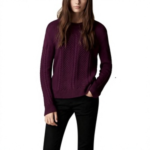 Winter 100% Cotton Women's Casual Round Neck Custom <b>Sweater</b> Crew Neck Pullovers Front Logo Supplier From BD - Product Image 3