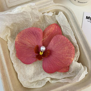 热销法式优雅兰花发夹女孩彩色碎花发夹配件PU面料制成 - Product Image 5