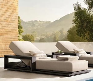 Coussin <span class=keywords><strong>de</strong></span> chaise longue moderne pour extérieur, jardin, patio, piscine, hôtel, cour – Chaise longue en métal durable pour bronzer - Product Image 1