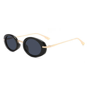 Nouvelles lunettes de soleil pour femmes de style européen et américain, monture ovale étroite, protection UV400, monture en plastique noir et métal, type 3, pare-soleil, mode, voyage - Product Image 3