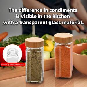 Juego de Frascos de Vidrio para Especias con Tapas de Bambú, Etiquetas, Tapas Dosificadoras, 4 oz/8 oz, Diseño Multifuncional para Preservar la Frescura, Estilo Rústico para Cocina - Product Image 3