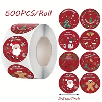 Autocollants d'étiquettes cadeaux en papier couché à thème de Noël, en forme de cercle, pour emballage cadeau, adhésifs, pour scellage DIY, pour l'exportation