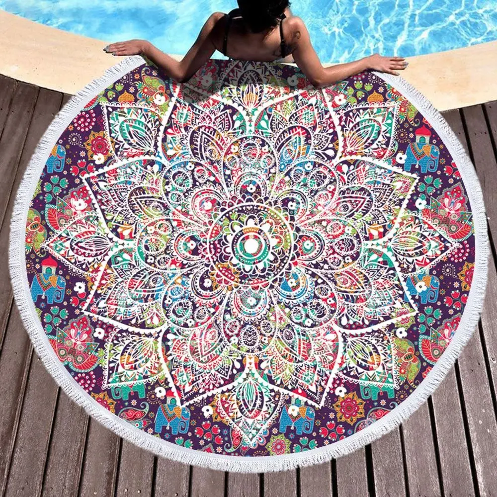 Toalla de playa para niños, diseño personalizado, grande, colorido, mandalas, sandía, Impresión digital personalizada, venta al por mayor, 2023