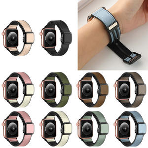 Bracelets magnétiques en cuir véritable avec boucle pliante carrée pour <span class=keywords><strong>Apple</strong></span> <span class=keywords><strong>Watch</strong></span> Band 38 40 41 42 44 45 <span class=keywords><strong>49</strong></span> <span class=keywords><strong>mm</strong></span> Series 10 9 <span class=keywords><strong>8</strong></span> 7 - Product Image 6