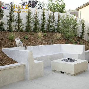 Nuevos Materiales de Construcción de Piedra, Bancos Modernos de Hormigón GRC para Áreas Públicas Exteriores, Color Blanco Grisáceo, Personalizables - Product Image 4