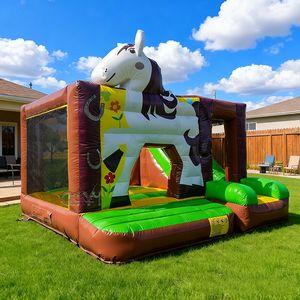 Château gonflable de qualité commerciale en PVC de 0,55 mm avec toboggan, jeu d'attraction combiné pour la location de fêtes - Product Image 1