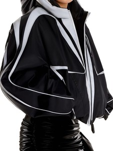 Diseño personalizado bordado personalizado 3D Logo Nylon Wind Zip up Windbreaker Poliéster Reflective Tech Puffer Down Jacket Coat - Product Image 5