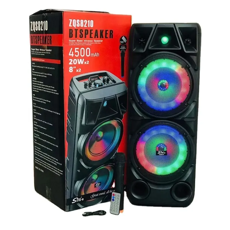 Altavoz inalámbrico portátil ZQS, altavoz de bocina doble de 8 pulgadas, altavoz de Subwoofer grande con pantalla LED, vendedor superior al de la serie de los dos del año, el más vendido del mundo