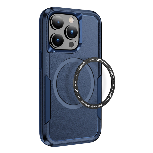 2-in-1 Wireless Charging Magnetic Hybrid Hard PC Case for iPhone 16 15 14 13 12 11 Pro Max Business Shockproof TPU Phone Case