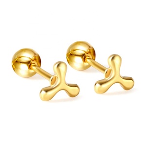 Pendientes de Acero Inoxidable con Diseño Innovador Vallum, Bañados en Oro de 18k, Tipo Broche de Bola, Joyería para Mujer, Venta al por Mayor - Product Image 6