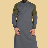 Muslim Thobe with Zipper and Size Pocket for Men