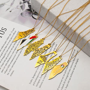 Collar de Moda con Colgante de Acero Inoxidable con Mapa de Palestina, Jordania, Islámico, Musulmán, Árabe, Corán, PVD, Joyería Nueva al por Mayor para Mujer - Product Image 3
