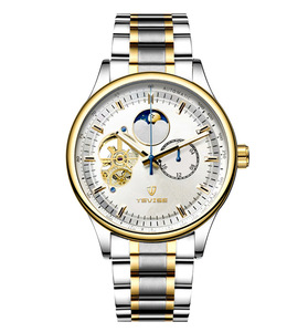 Elegant Design Luxury Multi <strong>Functional</strong> Dial Genuine Leather Strap and Stainless Steel Hollow Out Mechanical Movement Watch - Product Image 2