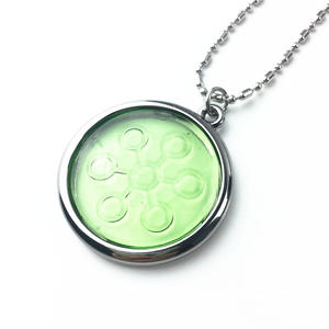 Pendentif énergétique des cinq éléments verts, collier en acier inoxydable unisexe, rond - Product Image 2