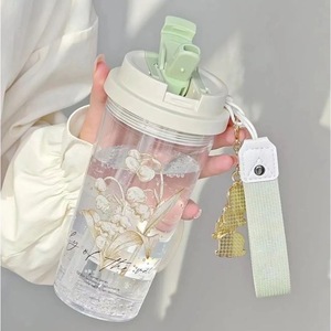 Bouteille d'eau portable en plastique de 600 ml pour enfants, mignonne, avec paille, écologique et de haute qualité, résistante à l'eau bouillante, non compatible lave-vaisselle - Product Image 3