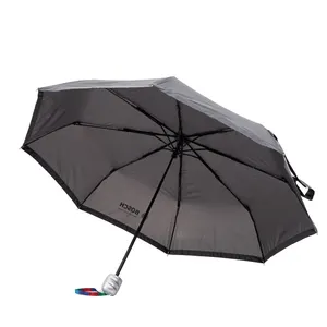 Custom Black Color with Reflect Fabric Glow Edge Umbrella Manual Open 3 Foldable Advertising Promotional Umbrella