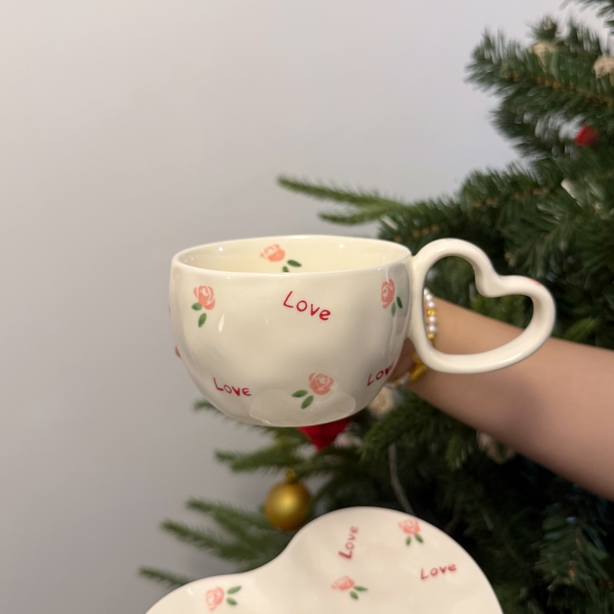Beige-Love rose tasse unique